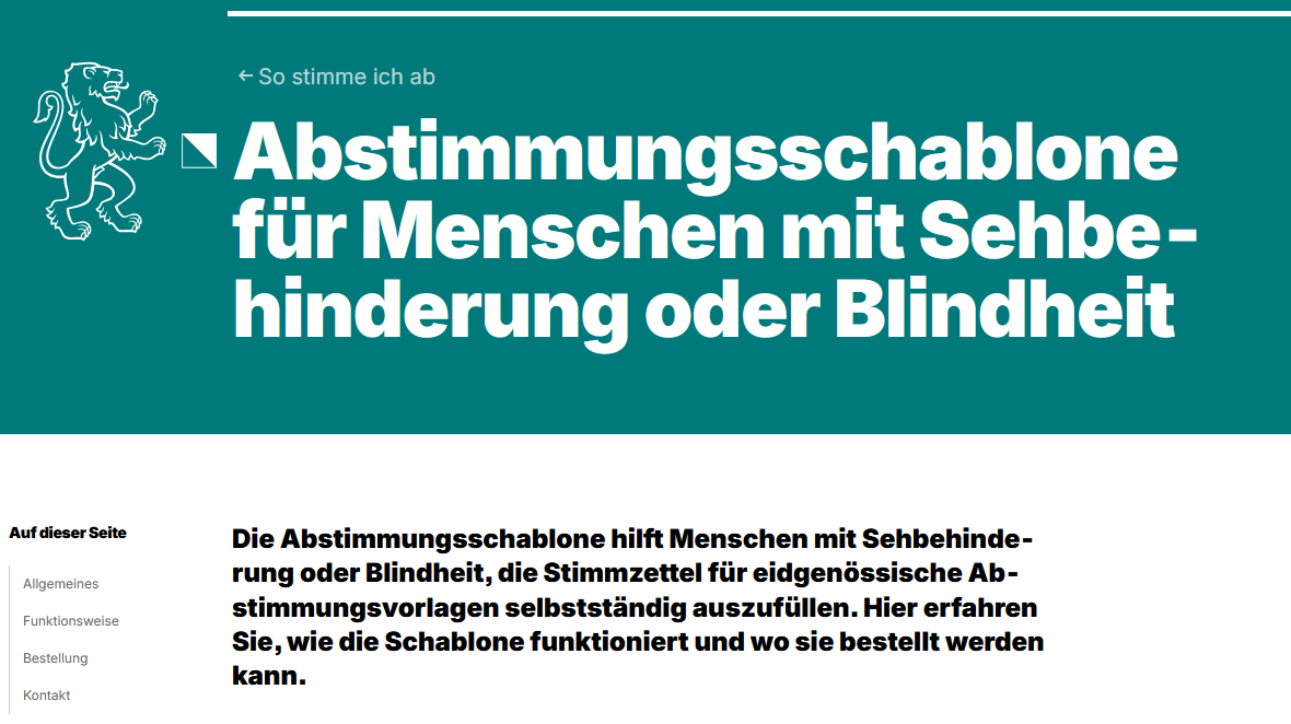 Wahlschablone Kanton Zürich